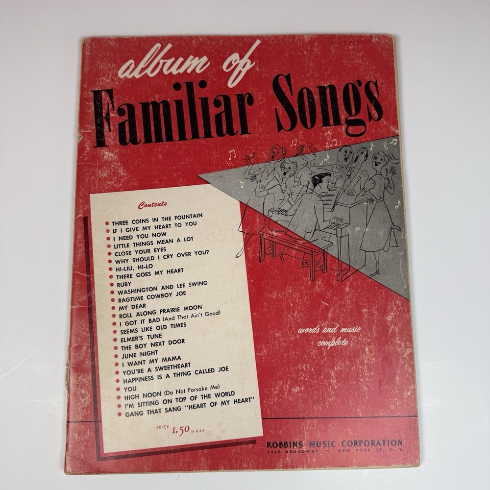 Album of Familiar Songs Songbook Piano Chords Robbins Music 1955 Vintage
